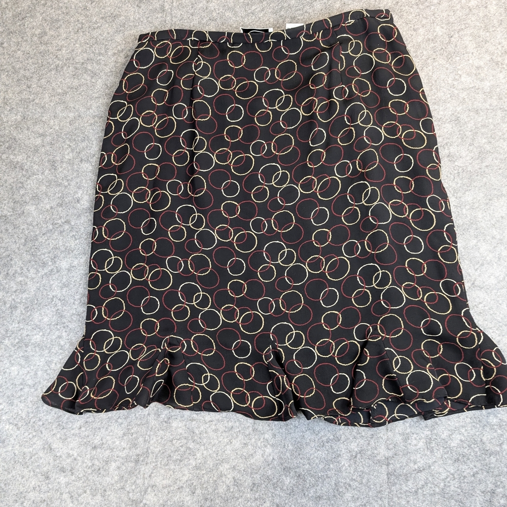 Vintage Black Talbot Silk Skirt 14  Circle Pattern Flounce Hem Y2K Gilmore Girls